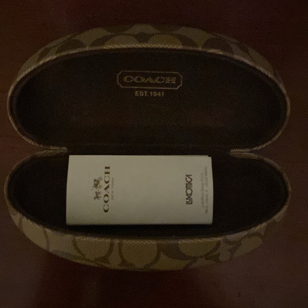 “Coach” brand glasses/sunglasses case. Fantastic shape! Very stylish! Unisex